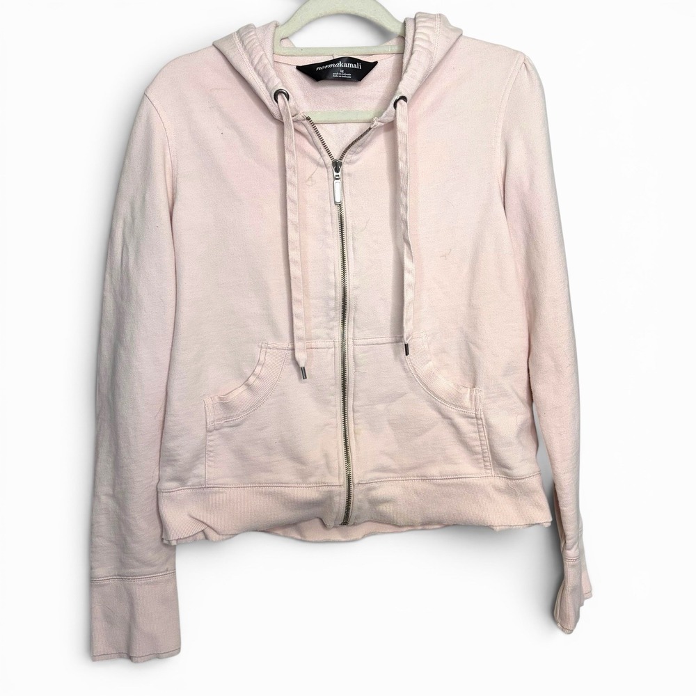 Norma Kamali Full Zip Hoodie Womens Size L Pink READ